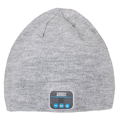 August EPA20 - Gorro Bluetooth - Beanie de invierno con Auriculares Bluetooth Estéreo, Micrófono, Sistema manos libres y batería interna recargable - Compatible con teléfonos móviles, iPhone, iPad, Portátiles, tablets, Smartphones