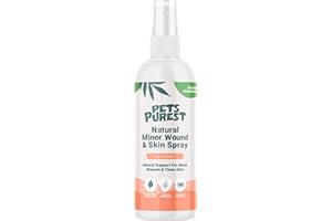 Pets Purest Minor Wound & Antiseptic Spray for Dogs, Cats & Pets - 100% Natural Healthy Skin Spray - Soothing Pet First Aid Kit Supplies - 65ml
