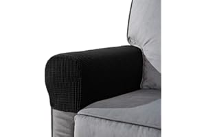 NEKOSUKI Arm Rest Covers Set, Set of 2 Stretch Armchair Covers for Arms, Spandex Polyester Sofa Arm Caps Non Slip Armrest Covers for Chairs Furniture Protector, Black