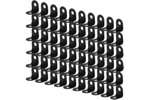 sourcing map 12 x 12mm Angle Bracket Black Corner Brace Fastener L Shaped Right Angle Brackets Corner Protector Shelf Support for Furniture, 60pcs
