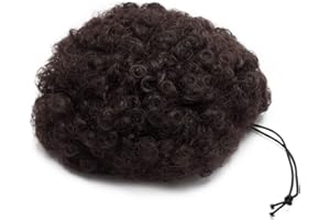 SEGO Chignon Afro Hair Puff Extension Ricci con Cordicella Elastica Clip in Coda di Cavallo Ponytail Coulisse Updo Kinky Curly 65g - Castano Scuro