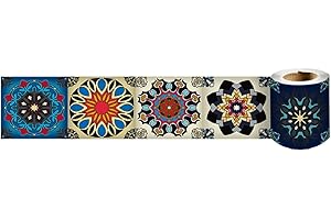 Dostear Bordure de papier peint Ovale Bleu - Décoration murale amovible Frise Murale Autocollant en PVC - Plinthe Autocollant 10cm X 240cm