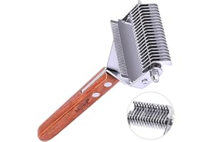 MIJOVA Dematting Comb, Undercoat Rake for Dog and Cat-Safe Dematting Comb, Double Sided Shedding, Open Knot Rake for Dog, Deshedding Brush Professional Pet Grooming Tools(Grooming Rake)