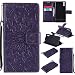 Produktbild Hozor PU Leder Hülle für Sony Xperia XZ 5.2 zoll Embossing 3D Prägung Blumen Muster Ledertasche Weiche TPU Soft Rückseite Abdeckung Handytasche Bumper Schutzhülle Brieftasche Flip Case Wallet Cover Bookstyle Handyhülle Tasche Anti-Scratch Shell Folio Klapphülle mit Standfunktion Magnetverschluss und Kredit Kartenfächer - lila