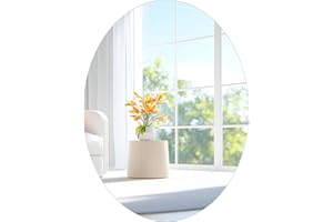 TSKDKIT Wall Mirror 40 x 30 cm Stick On Mirror for Walls, Self Adhesive Frameless HD Glass Mirrors for Bathroom, Wardrobe Doors, Hallway, Bedroom (Oval)