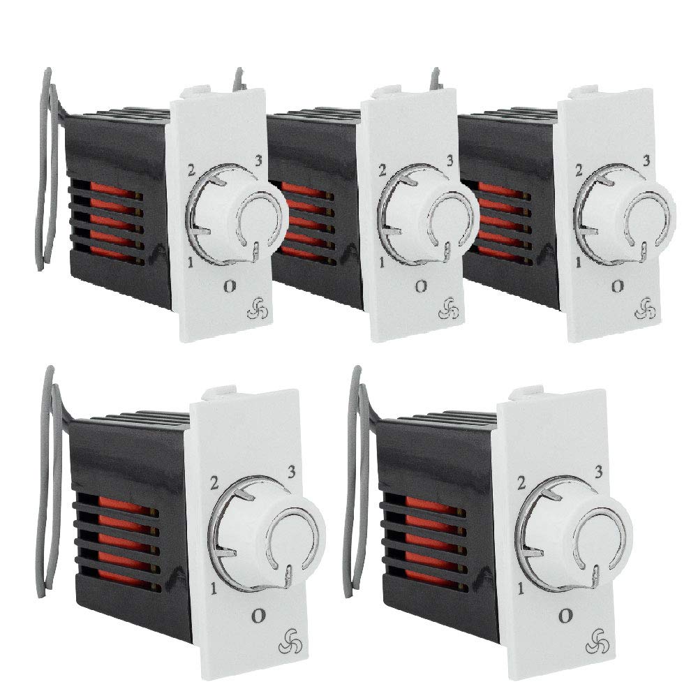 Hi-PLASST Switch Silver (5pcs) 1M Switch Type Fan Regulator, 4-Step, Modular Step Type Electronic Fan Regulator for Home & Offices (L*B = 5 * 2.4cm) Pack of 5, Capacitor Based