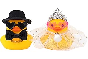Yamobi 2 Stück Quietscheente für Hochzeiten, Braut und Bräutigam, Gummiente, Mini-Paar-Ente für Zeremonie, Geschenk, Souvenir, Heiratssegen, Elegantes, herzerwärmendes Geschenk