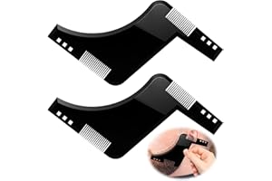 PEWCAY Pettine per Barba,Set di 2 Pettini per Barba - Strumento di Stilizzazione della Barba con Pettini Guida, Signori pizzetto Collo Sagome per Barba Styling Tool,Adatto a Tutti i Tipi di Barba