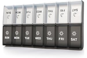 Mossime Weekly Pill Box 7-Day: Large Pill Boxes 7 Day 2 Times A Day Daily Pill Organiser 7 Day with 14 Compartments - XL Week Tablet Case Am Pm Medication Organizer for Vitamin Supplement