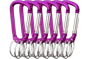 VictorsHome Carabiner Clip Keychain, D Shape Aluminum Alloy Multifunction Hook with 3 Key Rings 6pcs