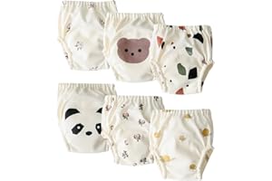 AOOPOO 6 Packs Potty Training Pants, Cotton Learning Pants Baby Waterproof Diapers Pocket Diapers, Boys Training Pants, 100% Cotton Toddler Training Pants for 0-2 Years