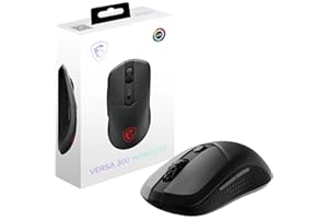 MSI Versa 300 Wireless Souris Gaming - Capteur Optique 8000 DPI, taux de Rapport 1000 Hz, symétrique, Micro-switches Kailh 30M+ clics, 6 Boutons, Batterie 50h, Latence 1ms, RGB, 60g - avec/sans Fil