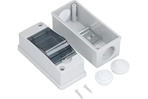 Lwuey Distribution Box, 2 Way Consumer Unit Electrical Enclosure Electronic Junction Box IP65 Waterproof Din Rail Transparent Cover Circuit Breaker Protect Case Indoor Outdoor Wall Post 5.5x9x12.5cm