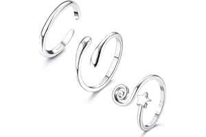 JeryWe 3PCS anelli di punta in argento sterling per le donne Anelli da punta aperti regolabili africani Anello midi con fiore CZ Gioielli da spiaggia per piedi estivi - vari stili
