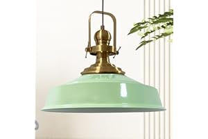 bamyum Asletl Suspension Luminaire Industrielle Rétro en Metal de 41 cm, Lustre de Salon Vintage, Éclairage de Plafond pour Chambre, Cuisine, Plafonnier Suspension, Lampe Suspendue, Menthe Verte