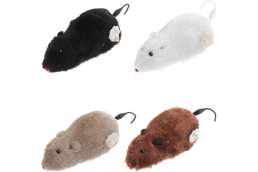 Aisszhao 4 PCS Wind Up Mouse Toys for Kids,Simulated Plush Mouse Wind Up Toy Funny Prank Mice Toys for Kids Gift,Animal Party Favors for Kid Halloween Xmas Filler Party Favors