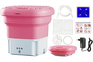 Wrneaoch 6L 36W Mini Machine à Laver Pliable, Machine a Laver Camping avec Stérilisation à La Lumière Bleue, Mini Machine à Laver Essorage Pour Sous Vêtements, Chaussette, étudiant