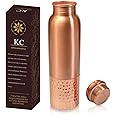 KC Pure Copper Water Bottle with Leak Proof Protection, Ayurveda and Yoga Health Benefits. (Half Hammered Design,1000ml)