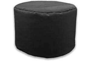 Kosiproducts Beanbag Ottoman Footstool Round Pouf Chair Pouffe Water Resistant 100% soft luxury Polyester (Black 45x45x45)