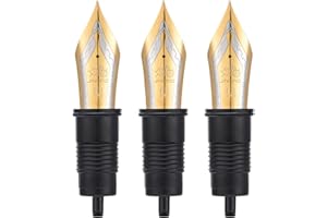 LANXIVI Jinhao X159 e 9019 - Set di 3 penne stilografiche di ricambio, tratto medio, finiture dorate