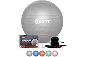 OXFIT Exercise Ball - Anti-Burst, Multi Size, Yoga Ball with Foot Pump - Gym Ball for Fitness, Pilates, Pregnancy, Labour, Birthing Ball, Swiss Ball – multiple colours
