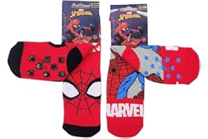 SUN CITY Calze gommate Spiderman confezione da due paia Antiscivolo per Bambino Personaggi Vari Modelli (27-30, ant-spid assortito)