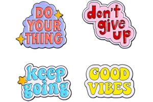 GAGALU 4 PCS Positive Letters Enamel Pins Inspirational Saying Brooches GOOD VIBES KEEP GOING Lapel Badges Backpacks Clothing Hats Decor