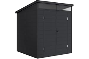 Wasabi – Caseta de Resina Jardín Terra – Tragaluz 360º – Estructura Reforzada de Aluminio y PVC – Protección UV – Impermeable – Gris Antracita – Cobertizo Exterior 3,65m2 – 190x192x215cm