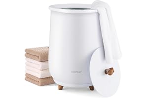 COSTWAY Towel Warmer Bucket, 20L Large Luxury Electric Towel Heater with 3-Level Heating, Timers and Auto Shut Off, Bathroom Spa Hot Bath Towels Bucket for Bathrobes Blankets Pyjamas (White)
