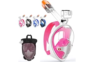 Tyuodna Masque de plongée pour adultes et enfants, masque de plongée sans CO2, champ de vision à 180°, anti-buée et anti-fuite, masque de plongée réglable en silicone