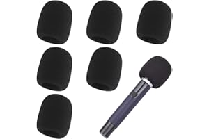 ZILZUFA Bonnette Micro Noir, 6 Pièces Mousse Protection Microphone Universel Réutilisable, Microphone à Main Housse en Mousse, Filtre Anti Pop Vent en Mousse pour KTV Scène Fête de Famille