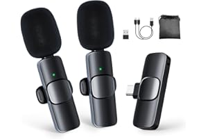 Moman Bezprzewodowy mikrofon Lavalier, CP1X (C) 2,4 GHz 【Type-C &USB】 2TX&1RX mikrofon wtykowy do telefonów z systemem Android, tabletów, Vlogów, streamingu na żywo, Tiktok, bezprzewodowy mikrofon