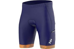 FDX Mens Cycling Shorts with Two Side Pockets 3D Anti-Bac Gel Padded Hi-Viz Powerband Leg Grippers Breathable Quick Dry Body Fit Anti-Slip, Mountain Biking Half Pants, Bicycle, Bike