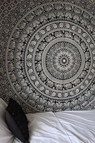 Mandala Creations LargeBlackandWhiteTapestriesElephantMandalaHippieTapestryIndianTraditionalThrowBeachThrowWallArtCollegeDormBohemianWallHangingBohoQueenBedspread