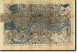 Vintage London Karte von 1860 forografía en afiche o póster Lámina artística y original para regalo 30x20 cm Map From