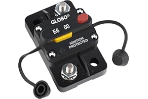 GLOSO Car Circuit Breaker 50 amp Boat Marine Manual Reset Switchable Surface Mount Waterproof IP66 Automotive 1PACK E69
