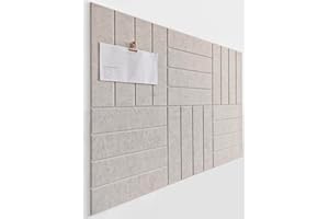 DECORETTA Cork Board Alternative - 6 Pack Felt Wall Tiles with Safe Removable Adhesive Tabs, Cork Boards for Walls Notice Board for Home Office and Classroom Pin Board Tack Board - Ivory