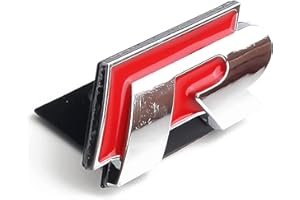 PP DD R Front Rear Badge Emblems Front Grille Bumper Rear Trunk Emblem - 3D Metal Nameplate Car Decal Logo Sticker Auto Accessories Fit For Passat Golf R Logo(Size:Front,Color:Red/Silver)