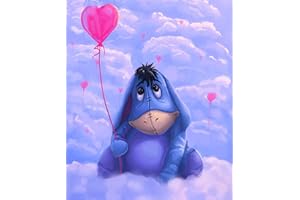 HL Lospeces Diamond Painting Kits for Adults and Kids, Full Drill Round Rhinestone Paint with Diamonds, Winnie The Pooh Eeyore Diamond Art and kits (12X16 Inch)