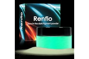 Renfio Fluoreszierendes Pulver, 3.5oz/100g Fluoreszierender Leucht Puvler, Farbe Leuchtet im Dunkeln Pigmente Leucht Pigmente Mica Pulver for Schleim Nägel Acrylfarbe Kunst Basteln – Weiß bis Minze