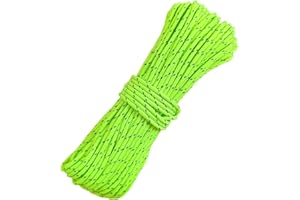Legnowit 2mm Reflective Guyline Camping Paracord, Ultralight Thin Cord Rope for Tarp Rain Fly Tent Camping, 20m (Green)