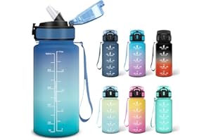 Motswedi Borraccia, 0.5L Senza BPA, Borraccia con Cannuccia, Adatto Gassato, Borraccia Motivazionale, A Prova di Perdite, Bottiglia Acqua, Borraccia Acqua per Scuola, Palestra - Verde brillante