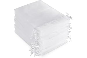 KEAIDUO White Organza Gift Pouches, 7x9 CM Small Organza Favour Bags, 100 PCS Wedding Jewelry Bags, Clear Mesh Pouches Perfect for Wedding, Christmas, Birthday, Anniversary