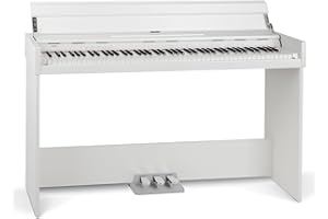 FunKey DP-1088 WM Teclado de piano digital delgado - 88 teclas sensibles a la velocidad y 3 pedales - 20 sonidos - Altavoces estéreo integrados y 2 tomas para auriculares - Blanco mate