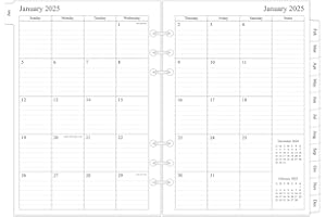 NEWESTOR 2024-2025 Monthly Planner Refill for A5 Binder, Two Pages Per Month, 18 Months from July 2024 - December 2025, 5.6"x8.25", 6-Hole Punched