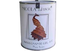 NICOLA VERNICI Impregnante Legno all'Acqua in Gel, per Esterni e Interni, Made in Italy, 1,2 LT, Color Noce Scuro