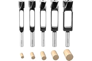 YWNYT Holzdübellochschneider, 8mm/10mm/12mm/15mm/20mm Zapfenschneider Zapfenbohrer Korkbohrer, Tiefer Dübelschneider, Kernbohrer für Holzbearbeitung, Möbelherstellung