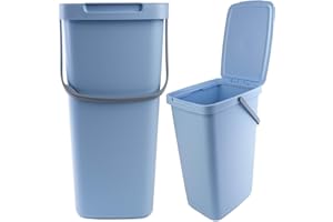 KADAX Poubelle 20 l avec Couvercle et poignée, en Plastique, pour Le tri sélectif, rectangulaire avec Couvercle à charnière (Bleu)