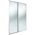 spacepro Sliding Wardrobe Doors, White Frame Mirror, 226cm x 180.3cm