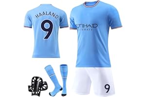 FWHFNB Maglia da Calcio per Bambini,No 9 Maglie per Bambini Set,con Maglia,Pantaloncini,Calzini,Ginocchiere e Portachiavi,2023 2024 Maglie da Allenamento Calcio